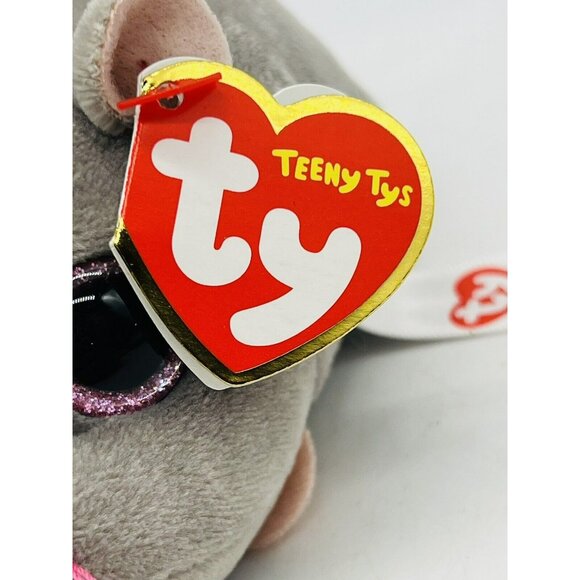 Teeny Tys Miko Gray Mouse Pink Eyes Plush 4 inch Stuffed Animal 2017 - Picture 2 of 9